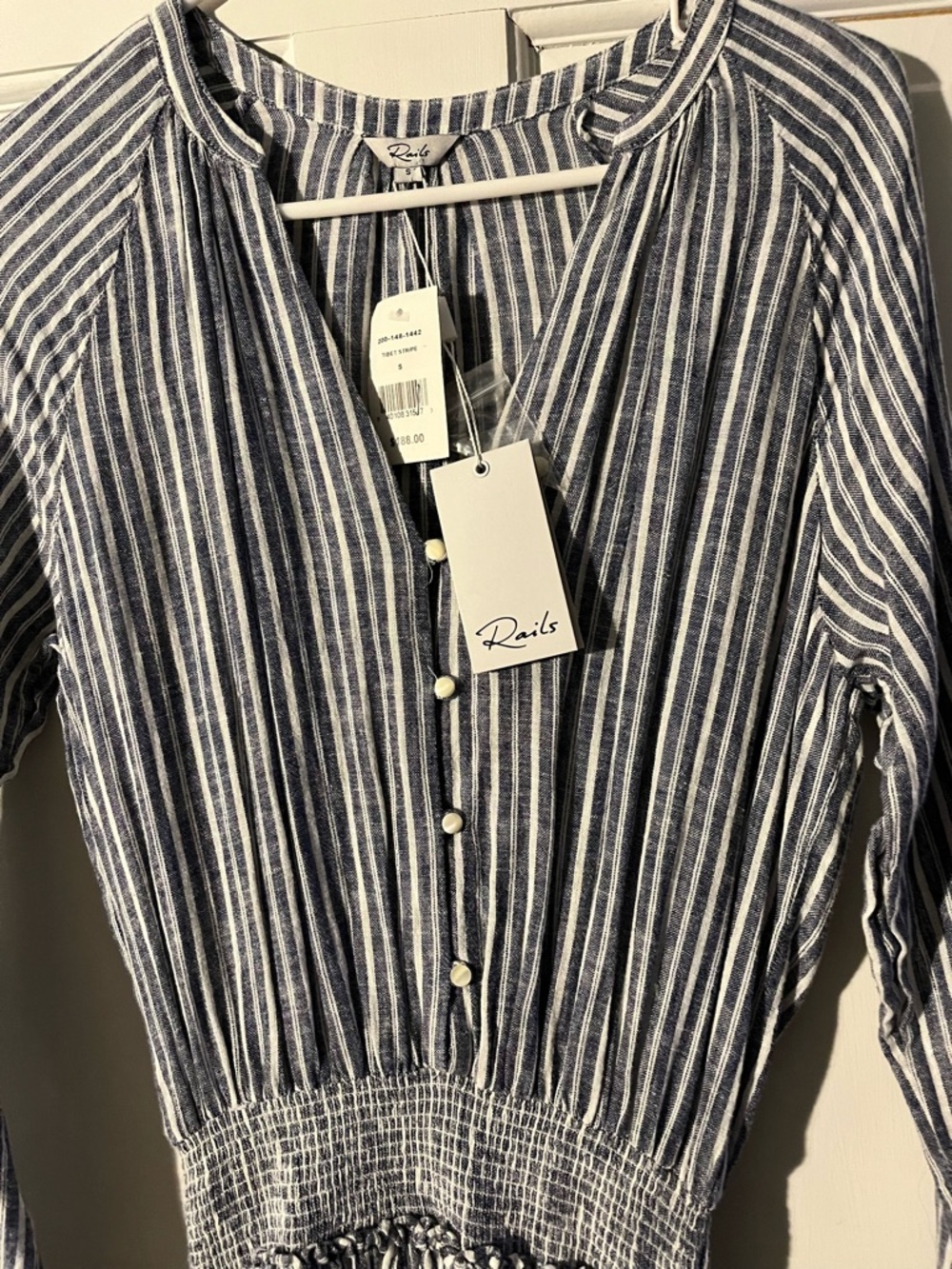 (NWT) Rails Jasmine Linen Dress Tibet Stripe In Gray And White Women’s S - Picture 7 of 10